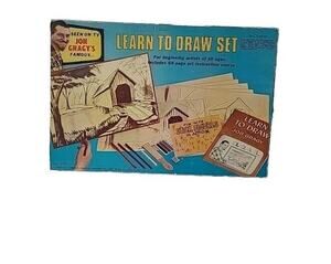 Vintage Jon Gagny's Learn to Draw Set Large Box Partial Contents